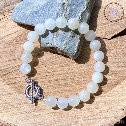 Moonstone Healing Bracelet With Silver Toggle Clasp